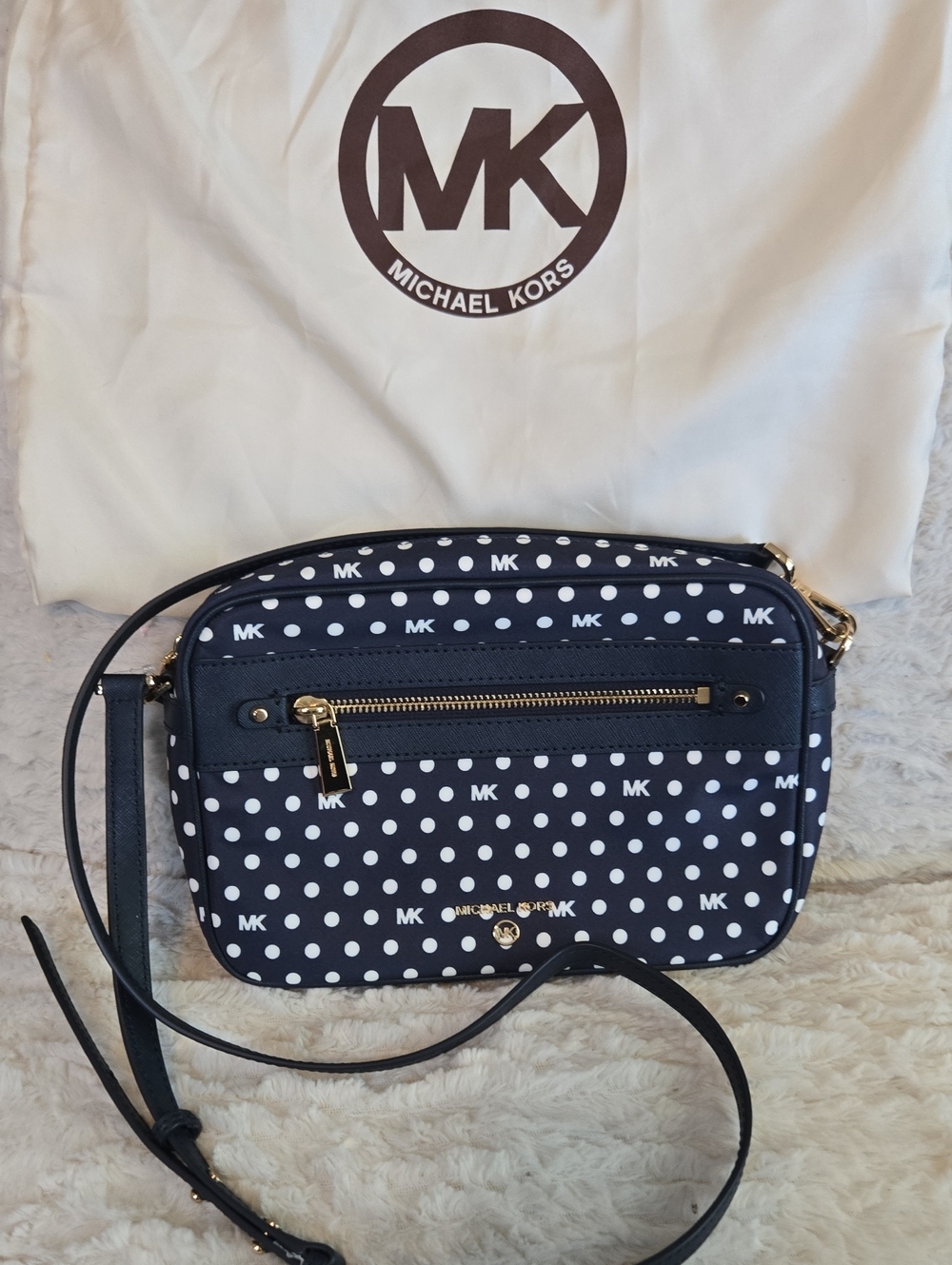 Michael Kors Navy Polka Dot Crossbody Bag NWOT